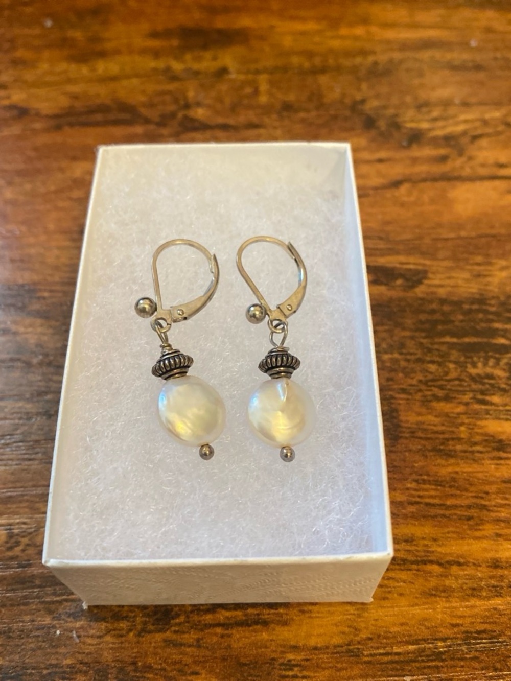 Sterling Silver Pearl Drop Earrings - White Pearl